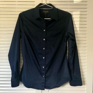 Banana Republic Tailored Fit Shirt - Button Front - Navy Blue - XS